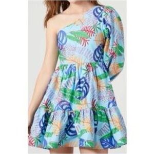 Forever 21 One-Shoulder Tropical Print Mini Junior Dress Size S